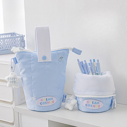 Rosyposy Aesthetic Plush Pencil Case | Vertical Flip Stand-up Pen Pouch
