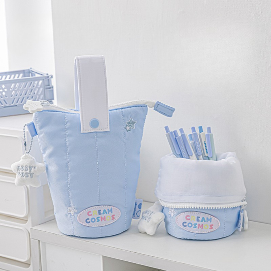 Rosyposy Aesthetic Plush Pencil Case | Vertical Flip Stand-up Pen Pouch