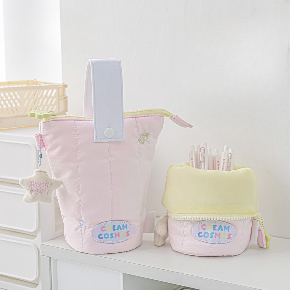 Rosyposy Aesthetic Plush Pencil Case | Vertical Flip Stand-up Pen Pouch