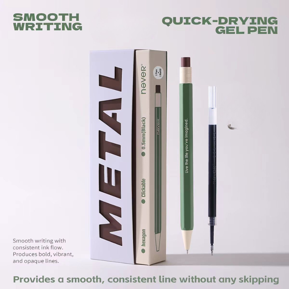 Premium Hexagonal Metal Gel Pen Gift Set