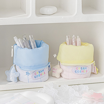 Rosyposy Aesthetic Plush Pencil Case | Vertical Flip Stand-up Pen Pouch