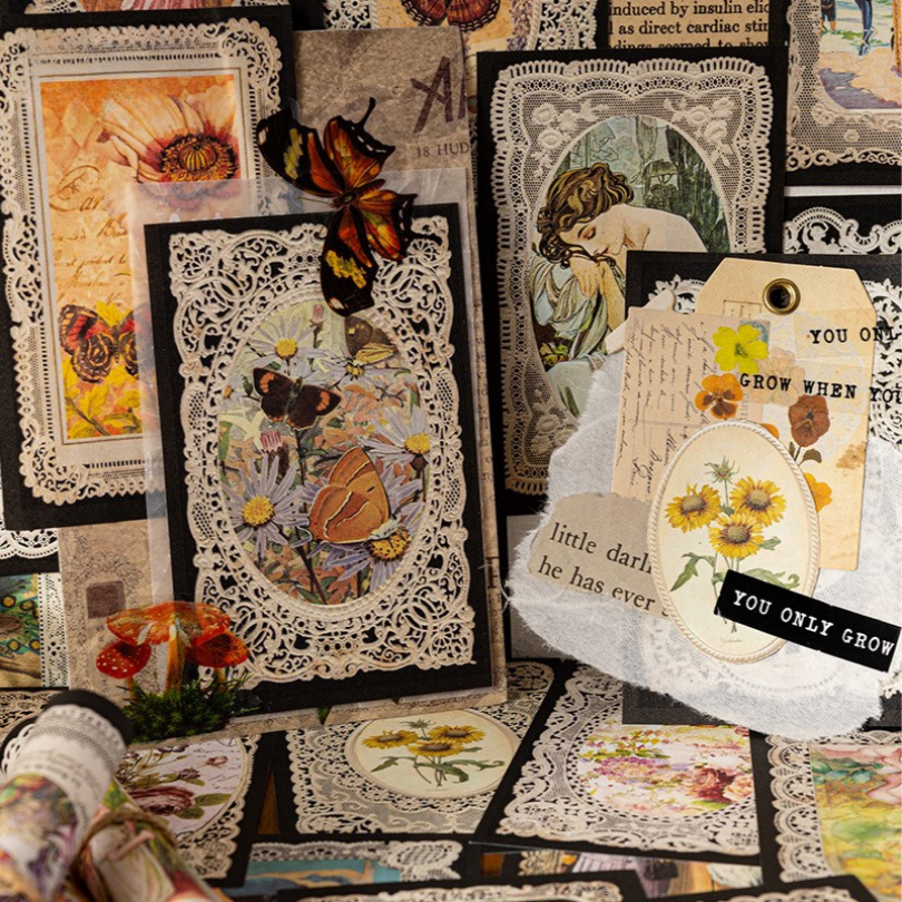 Vintage Lace-Edge Creative Background Paper – Aesthetic Scenery-Building Sheets for Scrapbooking