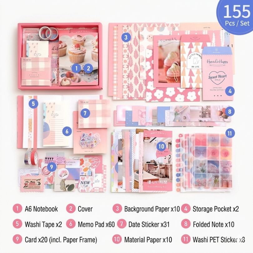 Aesthetic Journaling Kit | A6 Notebook & DIY Scrapbooking Gift Set
