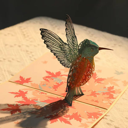 Autumn Hummingbird Pop-Up Greeting Card