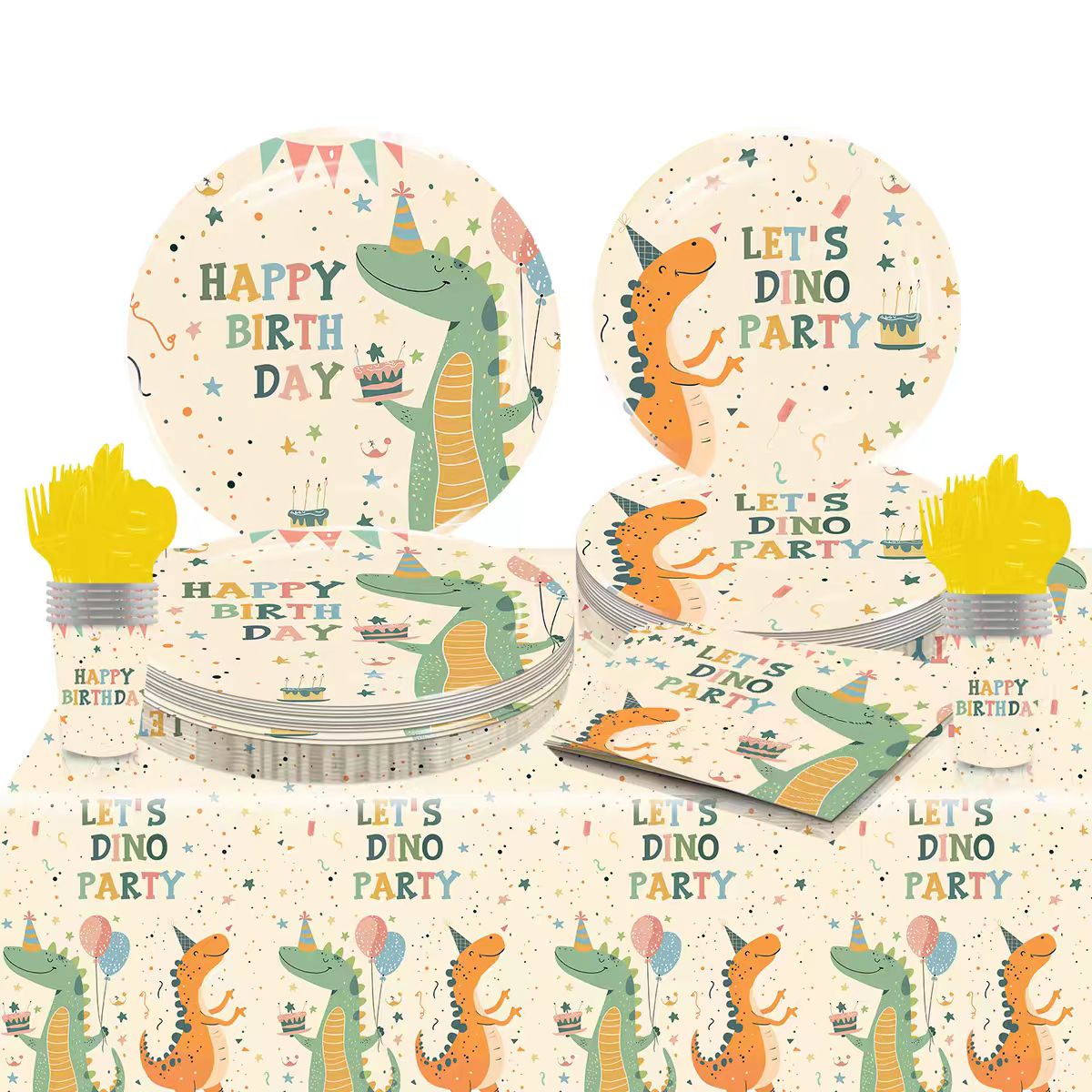 Let's Dino Party Disposable Tableware Set