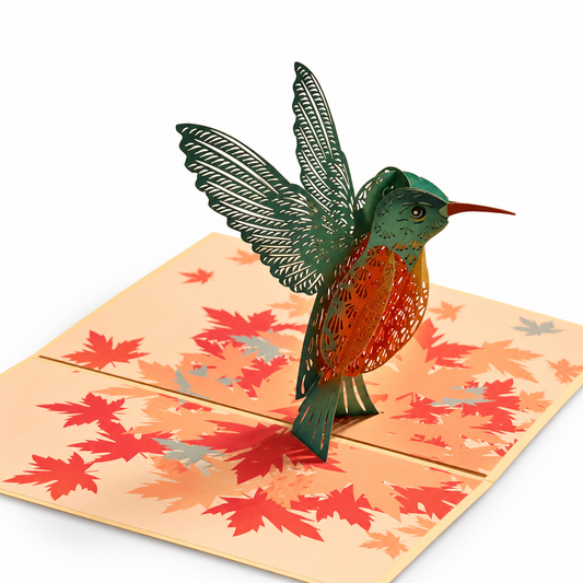 Autumn Hummingbird Pop-Up Greeting Card