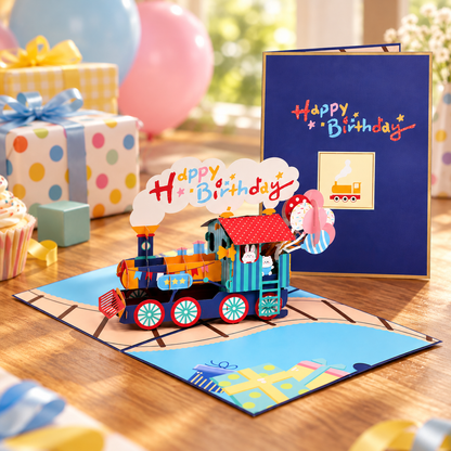 Pop-Up Birthday Train Greeting Card