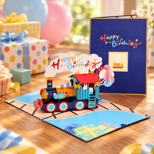 Pop-Up Birthday Train Greeting Card