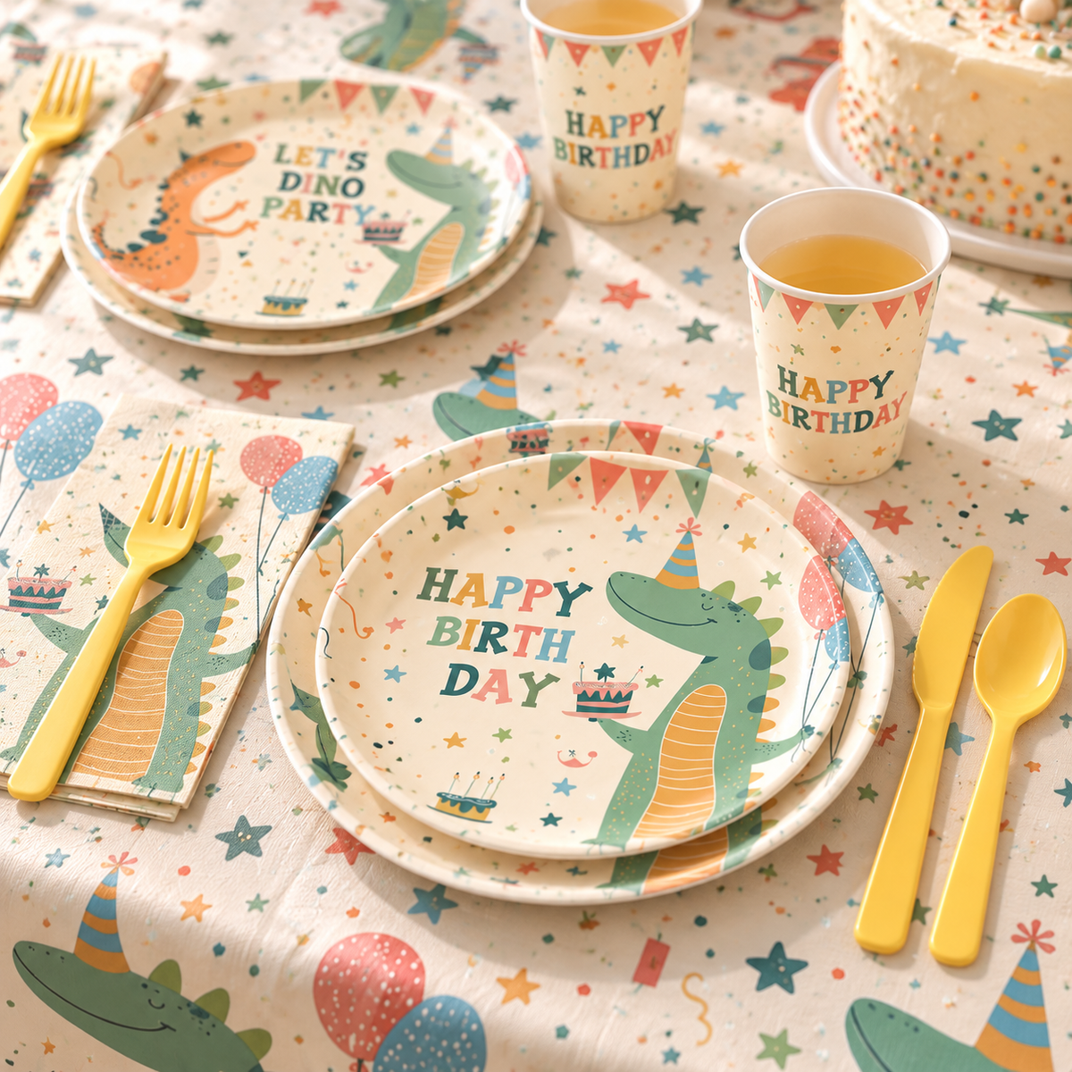 Let's Dino Party Disposable Tableware Set